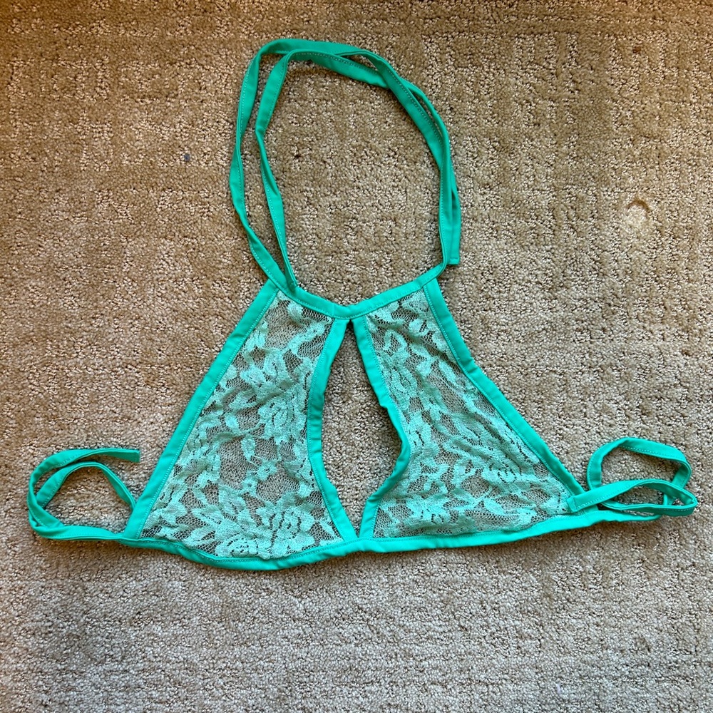 Aqua Lace Mesh Halter Top